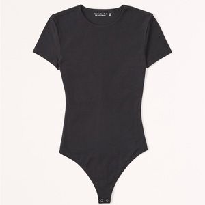 Short-Sleeve Cotton-Blend Seamless Fabric Crew Bodysuit